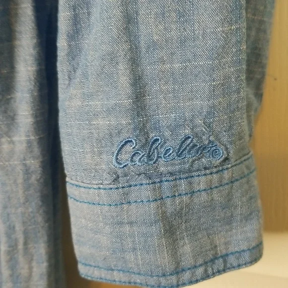 Cabela's Blue Denim Long Sleeve Chambray Shirt Dress Size Small Petite - Picture 4 of 12